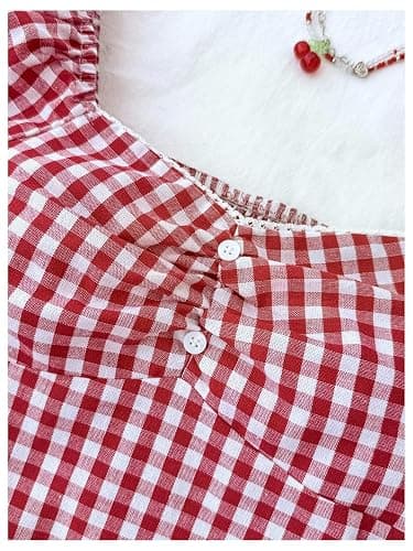 SOLY HUX Girl's Gingham Tops Y2K Cute Blouse Summer Sweetheart Neck Shirts Aesthetic Clothes thumbnail 4