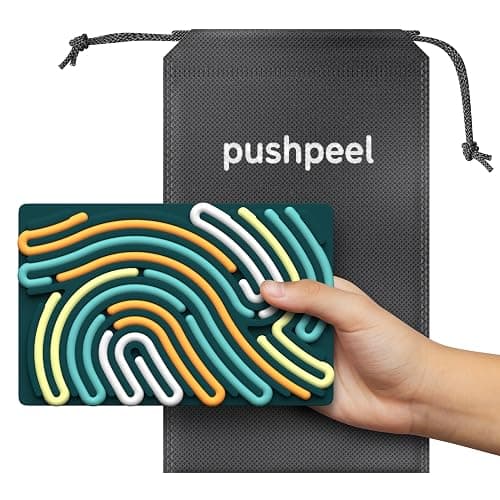 Pushpeel Sensory Activity Board: Silicone Fidget Toy for Calming, Stress, Anxiety, ADHD & Autism | Silent, No Mess | Kids 3+ & Adults | Includes Portable Travel Bag & 11 Strings thumbnail 5