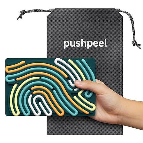 Pushpeel Sensory Activity Board: Silicone Fidget Toy for Calming, Stress, Anxiety, ADHD & Autism | Silent, No Mess | Kids 3+ & Adults | Includes Portable Travel Bag & 11 Strings thumbnail 6