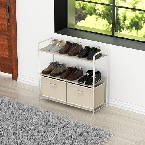 Simple Houseware 3-Tier Closet Storage with 2 Drawers, Beige - Beige thumbnail 4