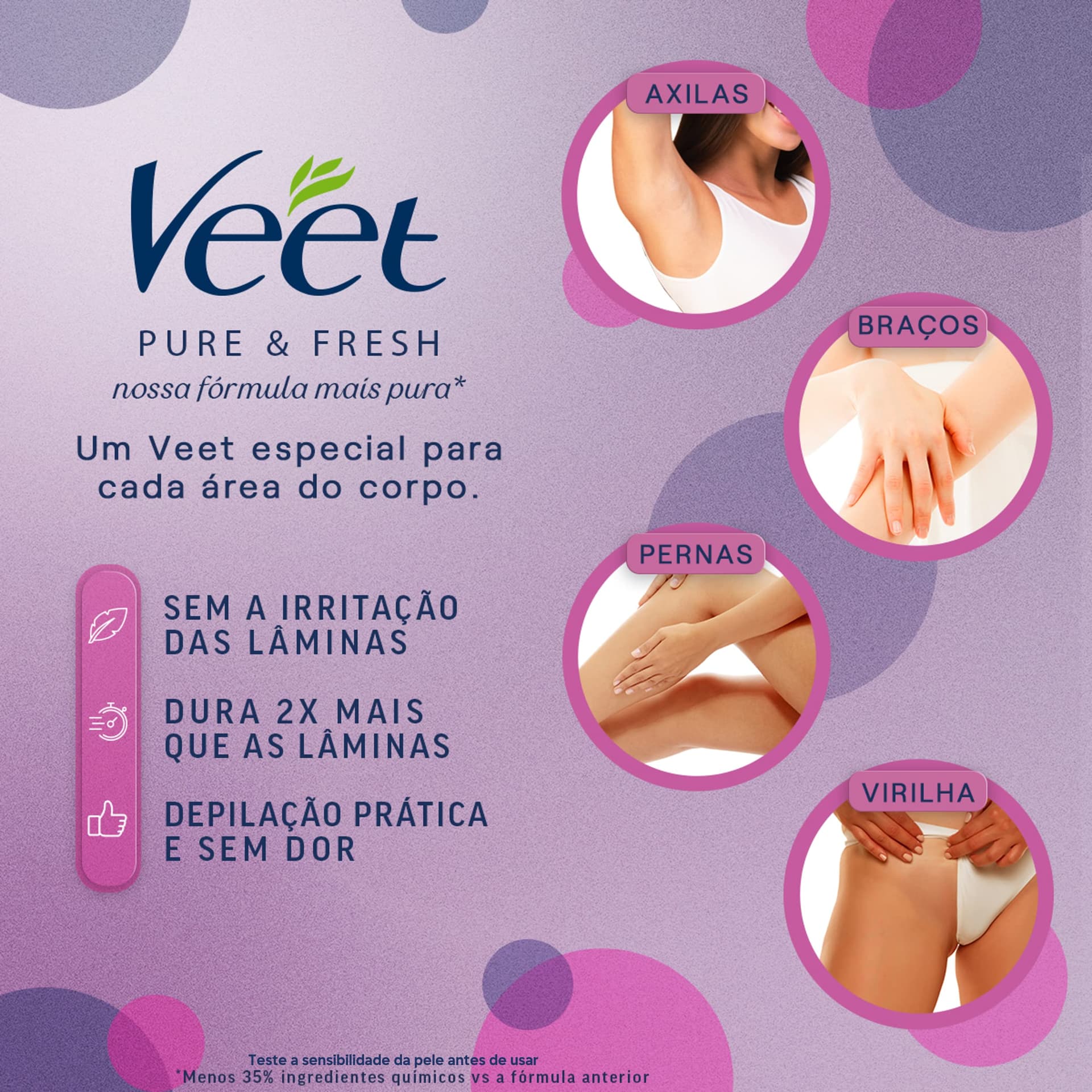 Veet Creme Depilatório Pure & Fresh Peles Delicadas 100ml thumbnail 7