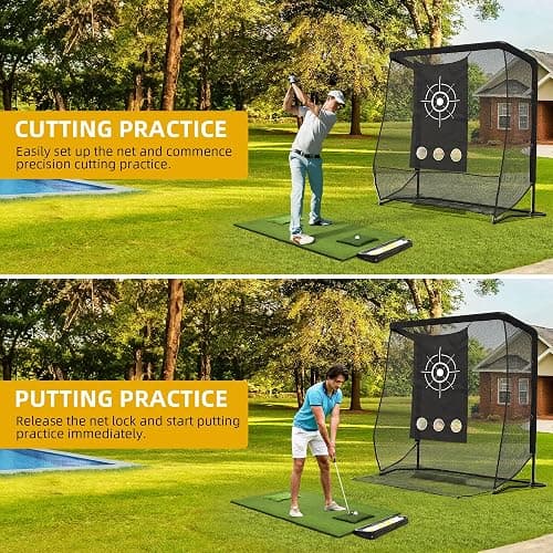 Golf Hitting Net, 10x7ft & 7x7ft Golf Practice Nets for Backyard Driving Chipping, Portable Heavy Duty Golf Impact Nets with Steel Frame, Indoor and Outdoor thumbnail 5