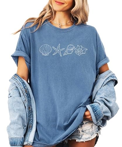Coastal Seashell Shirt for Women & Teens Trendy Shell Tee for Summer - Image 1