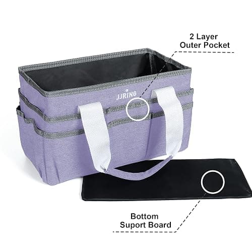 JJRING Craft Organizer Tote Bag Art Storage Caddy Lilac | With Multiple Pockets For Sewing, Scrapbooking, School, Medical, And Office Supplies thumbnail 4