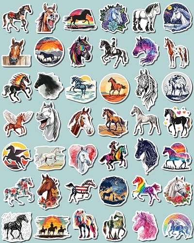 100 Pcs Horse Stickers for Kids Girls Women, Cool Horse Party Favors & Decorations Gifts, Waterproof Stickers for Water Bottle Laptop Scrapbook thumbnail 6