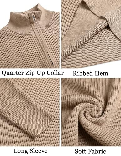 COOFANDY Men's Quarter Zip Sweaters Slim Fit Mock Neck Pullover Sweaters Lightweight Knitted Polo Sweater thumbnail 4