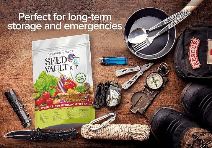 Gardeners Basics Survival Vegetable Seeds Garden Kit Over 16,000 Seeds Non-GMO and Heirloom, Great for Emergency Bugout Survival Gear 35 Varieties Seeds for Planting Vegetables 35 Free Plant Markers thumbnail 8