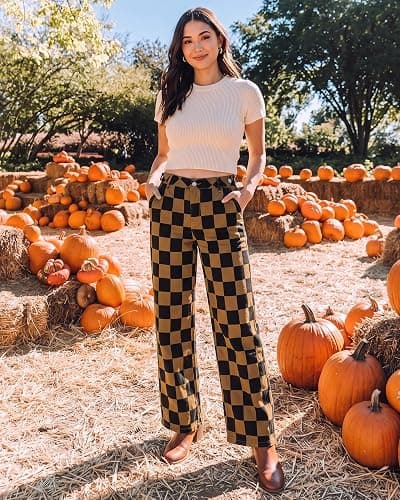 luvamia Checkered Pants Women High Rise Cinch-Waist Stretchy Wide Leg Jeans | Adjustable Waist, Patterned Pants for Women, Baggy Jeans Y2K, Checkerboard Print, Alternative Clothes thumbnail 5