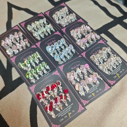 2Packs (20Pcs) Press on Nails Random 30mm Long Manicure Charms Nails Art Nail Kit for Women Party Holiday Photo Wedding Size L thumbnail 8