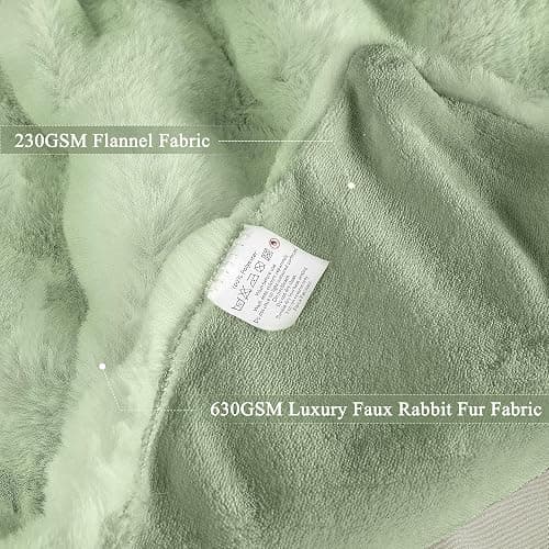 ORINOVA Sage Green Fluffy Comfy Blanket for Couch Living Room 50x60 Faux Fur Throw Blanket for Bed Soft Furry Cozy Best Housewarming Home Decor Gifts 860 GSM thumbnail 8