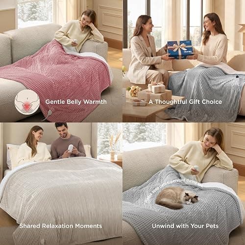 Bedsure Ribbed Heated Blanket Throw, Green Electric Blanket, Preheat | Fast Heating, 6 Heat & 6 Timer (Up to 10H) Settings, 8 Hours Auto-Off, ETL & FCC, Flannel Sherpa, Gifts for Grandma, 50"x60" thumbnail 8