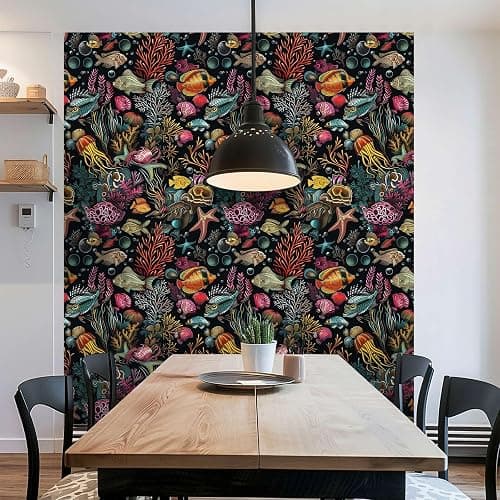 LaiTique Fish Peel and Stick Wallpaper Ocean Coral Reef Wallpaper Self Adhesive Vinyl Wall Paper for DIY Home Decor 17.7in x 118in thumbnail 2