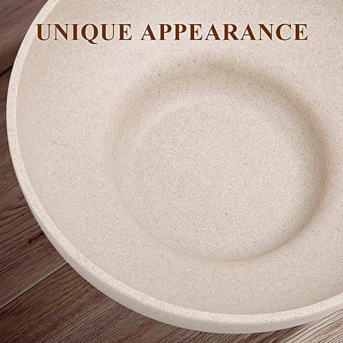 YMXYJM Large Decorative Bowl, Modern Handicraft Resin Bowls for Home Decor, Decorative Fruit Bowl for Kitchen Counter, Stylish Key Bowl for Entry Table, Artificial Stone Resin Beige - Beige thumbnail 8