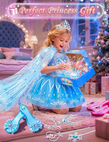 Princess Dress Up Clothes for Little Girls Kids Princess Dress Up Shoes | Princess Cape Tutu Shoes Crown Wand, Princess Toys Gift for Girls Kids Aged 3 4 5 6 Years Old thumbnail 7