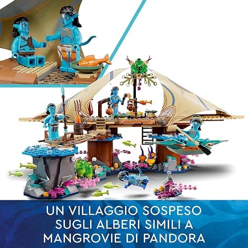 LEGO Avatar La Casa Corallina di Metkayina, Scene di Pandora con Villaggio, Canoa e Minifigure di Neytiri e Tonowari dal Film La Via dell'Acqua 75578 thumbnail 5