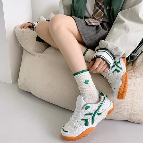 Xhonp 5 Pairs Cute Big C Letter Crew Socks Sports,Casual,Striped for Women Socks thumbnail 6