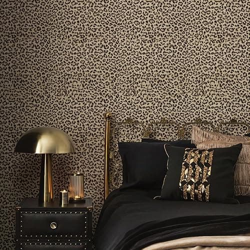 JiffDiff Leopard Print Peel and Stick Wallpaper, Waterproof Removable Self Adhesive Textured Wall Paper, Yellow Unique Funky Cheetah Contact Paper for Bedroom and Bathroom 240"X17.3"(28.8 sq. ft) thumbnail 2