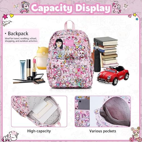 Tokidoki Unicorno Backpack Daily Shoulder Bag Large Capacity Portable Travel Backpack Casual Daypack Cartoon Travel Bag (Hanami Picnic) thumbnail 4