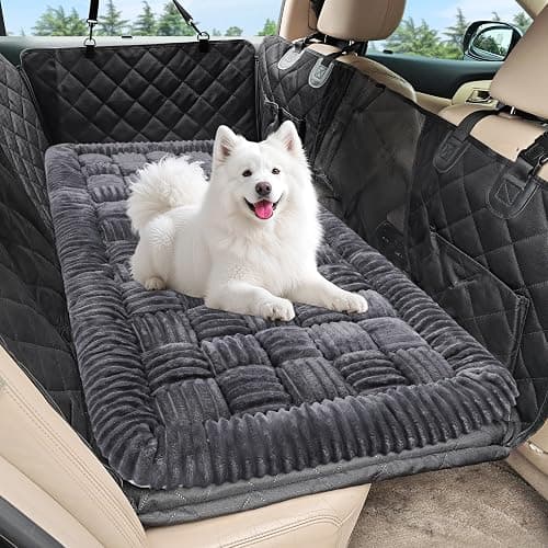 Dog Car Bed Mat, Non-Slip Backseat Extender Pet Blanket, Plaid Dog Bed for SUVs, Sedans & Trucks, Chew-Resistant Travel Pad for Dogs, Easy Clean & Scratch-Proof & Comfort (50"×24.6") Gray - Image 1