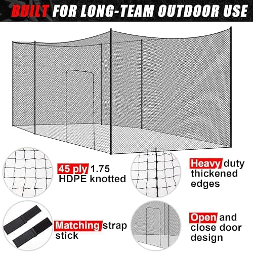 Syhood Baseball Batting Cage Net Heavy Duty Cricket Softball Hitting Practice Net Portable Pitching Cage, Training Sports Barrier Screen for Backyard Outdoor (Frame Not Included) thumbnail 3