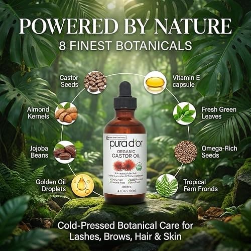 PURA D'OR ORGANIC Castor Oil Pure Cold-Pressed for Hair & Skin, 4oz thumbnail 3