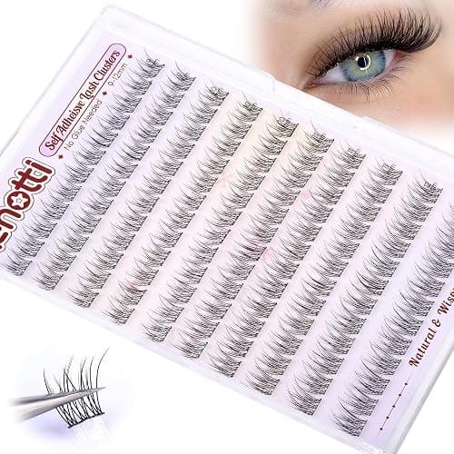 Natural Self Adhesive Clusters Lashes No Glue Self Adhesive Wispy Cluster Eyelashes Extensions Pre-glued Lashes Cluster Reusable C-Curly Individual Lash 9-12mm Press on Lash by zenotti thumbnail 7
