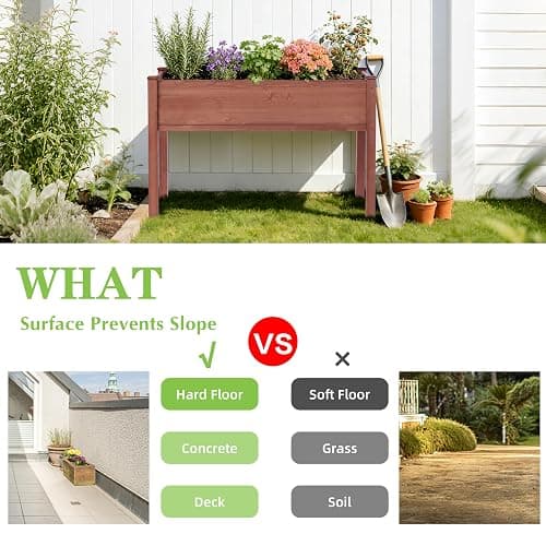 Raised Garden Bed with Legs, 48x24x30'', Outdoor Wood Elevated Planter Box, Thick Legs, w/Liner thumbnail 9