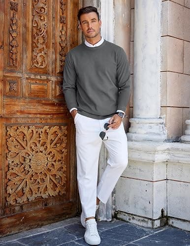 COOFANDY Mens Crew Neck Sweaters Long Sleeve Lightweight Knit Dress Pullover Sweaters thumbnail 5