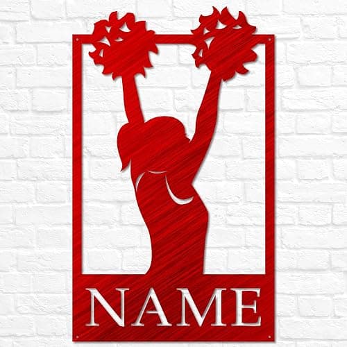 Custom Metal Cheerleading Athlete Wall Art | Personalized Female Cheerleader Name Sign, Kid Nursery Decoration, Cheer Mom Gift, Cheer Gift thumbnail 6