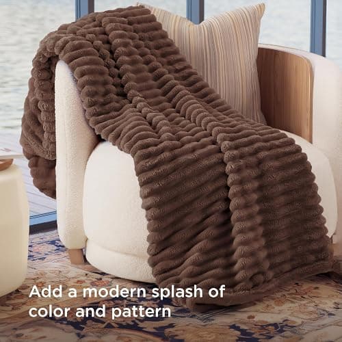 Bedsure GentleSoft Fondue Fudge Fleece Blanket for Couch - Cozy Soft Blankets for Women, Cute Small Throws for Girls, 50x60 Inches thumbnail 5