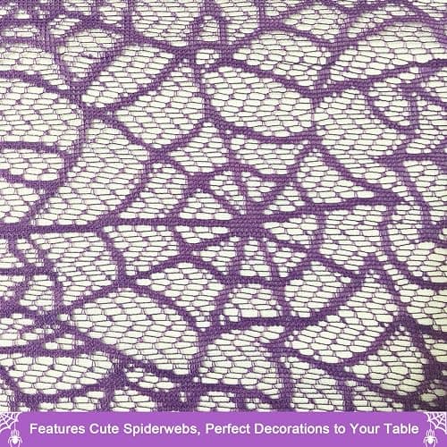 Halloween Table Runner - Purple Lace Spider Web Table Runner for Halloween Masquerade Scary Movie Nights, 13x72 Inch thumbnail 3