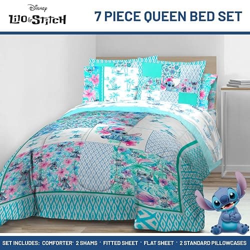 Jay Franco Kids Comforter Set Includes Sheets and Pillow Covers - Soft and Cozy Bed Set for Stylish Room Decor, Multi - Lilo and Stitch 02, 7 Piece Queen Bedding thumbnail 2