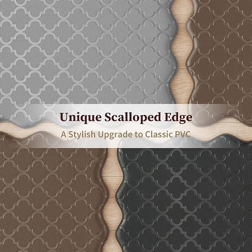 Arenarug Upgrade Scalloped Embossed Kitchen Mats for Floor 2PCS Cushioned Anti Fatigue Waterproof Foam Kitchen Rugs Non Slip Washable Comfort Standing Mat for Office Sink Laundry, Black thumbnail 2