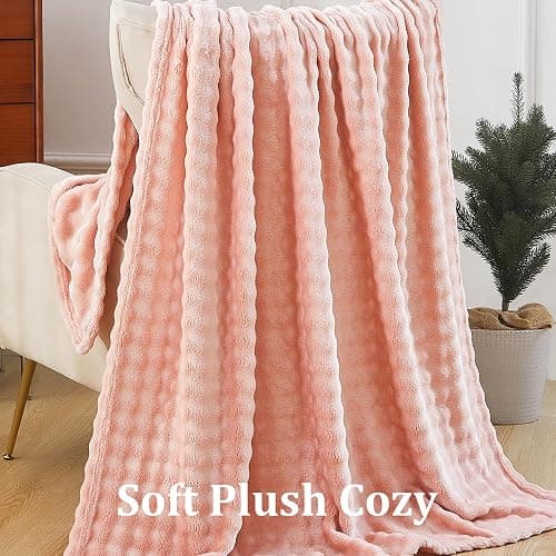 Fluffy 3D Bubble Throw Blanket for Couch & Bed – Cozy Soft Fleece Blankets for Women & Girls – Warm Lightweight Fuzzy Throw (50x60) – Machine Washable Gifts thumbnail 3