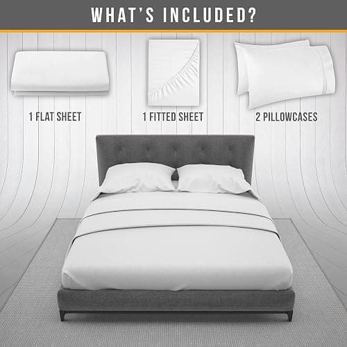 Abeero Home Queen Sheet Set - Luxury Hotel Bed Sheets - Soft Cooling Sheets with Elastic Corner Straps - Deep Pockets Microfiber Bedsheet - Bedding Sheet & Pillowcases - 4 Piece (Queen Size, White) thumbnail 7