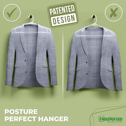 NEATERIZE Clothes Hangers Plastic 100 Pack for Adults - Plastic Hangers, The Perfect Coat Hanger and Space Saving Clothes Hangers for Closet - White Hangers thumbnail 4