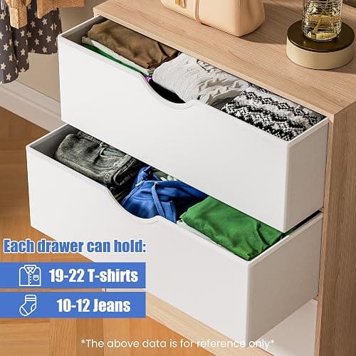Housoul 3 Drawers Dresser for Bedroom, Fabric PU Drawer with Wood Frame, Large Organizer, Small Dresser with Drawer, Chest of Drawers for Closet, Living Room,Hallway,Oak and White thumbnail 4