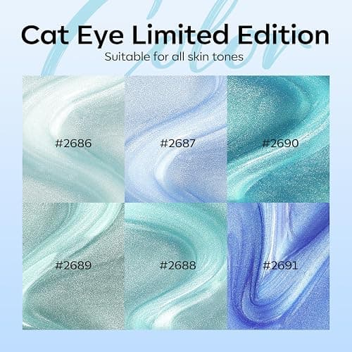 Modelones Gel Nail Polish, 6 Colors Light Baby Blue Green 9D Cat Eye Glitter Gel Polish with Magnetic Stick Summer Soak Off LED Manicure DIY Salon Gift Starter Kit thumbnail 7