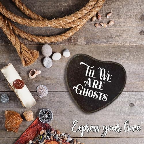 Til We Are Ghosts - Gothic Wooden Wall Art - 6 X 5 Inch Heart-Shaped Wood Plaque With A Hook On Back Side, whimsigoth, Halloween witchy home decor, Valentine's day Gifts For Women Men Lover - C04 thumbnail 6