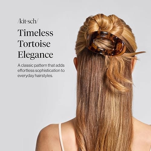 Kitsch Large Flat Claw Clip for Women - Tortoise, 1pc | Durable & Strong Hold Flat Hair Clips For Styling, Half Updo | Non-Slip for Secure, Comfortable Wear, For All Hair Types thumbnail 2