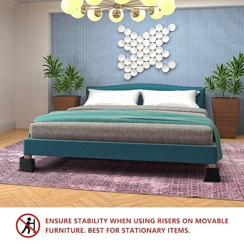 HANIHUA Bed Risers 4 inch Heavy Duty, 4 Pack Oversized Furniture Risers 6 inch, Black Bed Lifts Risers for Table, Sofa, Chair, Couch, Desk, Bed Frame Risers Supports Up to 6,500 Lbs thumbnail 3