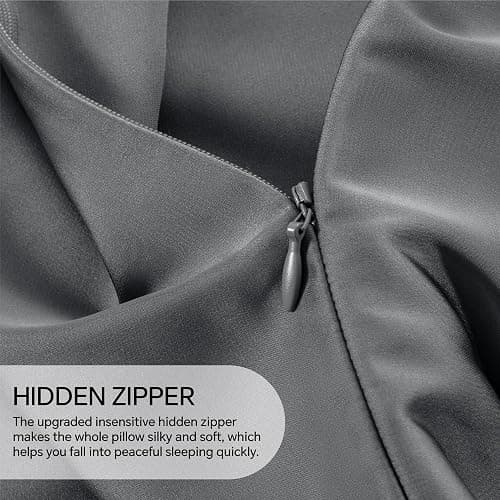 INFIIXSO Mulberry Silk Pillow Cases Queen Size - Hidden Zipper, Dark Grey | Ultra Smooth & Soft Silk Pillowcase for Hair & Skin, Cooling Pillow Cover for Hot Sleepers, Gift for Women, 1Piece 20"x30" thumbnail 5