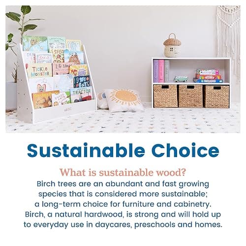 ECR4Kids Streamline Single-Sided Book Display with Storage, Classroom Bookshelf, White Wash - White Wash thumbnail 8