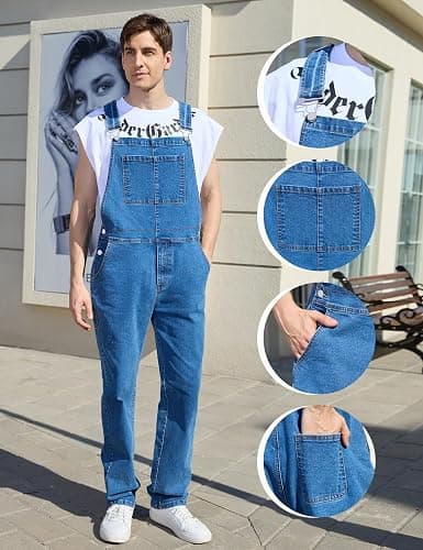 Yuanbang Overalls for Men Fashion Coveralls Work Utility Denim Women Bib Jumpsuit with Pockets thumbnail 7