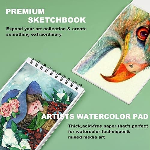 KALOUR 76pc Art Supply Set - Sketching & Drawing Kit with Tutorial Book, Sketchbook & Paper - Pencils, Pastels, Watercolors for Beginner Artists thumbnail 7