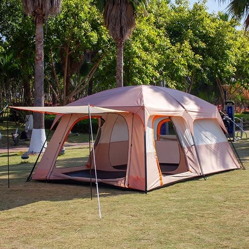 KTT Extra Large Tent 6-10-12-14 Person(A),Family Cabin Tents,2 Rooms,3 Doors and 3 Windows with Mesh,Straight Wall,Waterproof,Double Layer,Big Tent for Outdoor,Picnic,Camping,Family Gathering thumbnail 3
