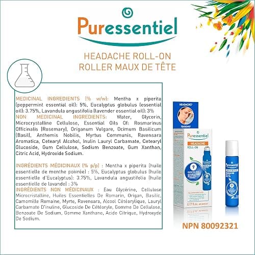 Puressentiel Headache Relief Roll-On – 9 Essential Oils with Peppermint & Eucalyptus – Fast, Natural Relief – 5 ml thumbnail 7