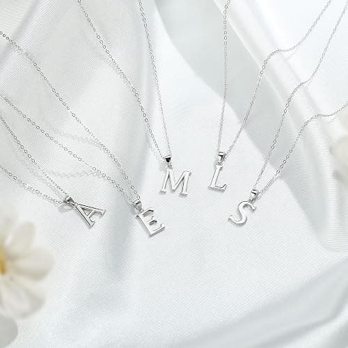 TINGN Halskette Damen Silber 925 Kette, Hypoallergene Silber Kette mit Buchstabe Anhänger Kette Silber Halskette Geburtstag Geschenke für Frauen Mama Freundin Teenager Mädchen (mit Geschenkbox) thumbnail 6