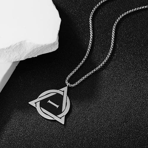 Medsor Therian Necklace Silver Plated Stainless Steel Therian Pride Symbol Necklace Therian Pendant for Men Gift thumbnail 4