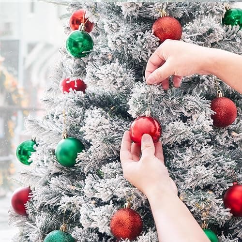 Yaheetech 6ft Premium Snow Flocked Artificial Christmas Tree Hinged Pine Full Holiday Xmas Tree for Home Office Party Decoration with 820 Branch Snow Tips and Metal Stand thumbnail 8
